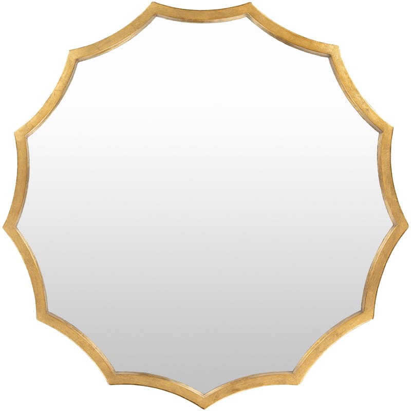 Silvia Gilded Round Mirror - 30" x 30" - Gold - 30" x 30"