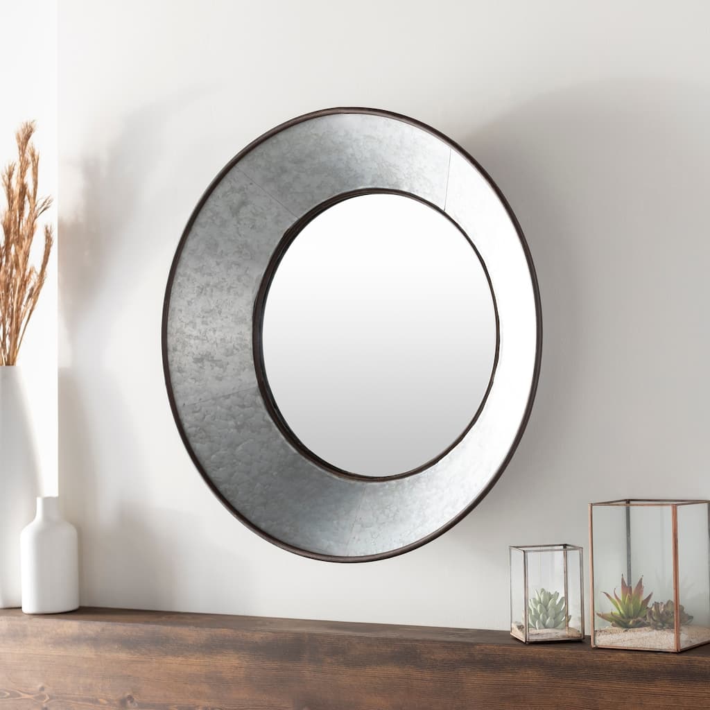Marcie Farmhouse Galvanized Metal Round Mirror - 32" x 32"