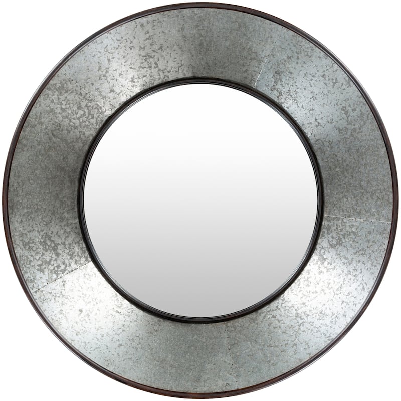 Marcie Farmhouse Galvanized Metal Round Mirror - 32" x 32"