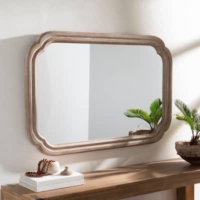Vera Whitewashed Wooden Mirror - 30" x 45"
