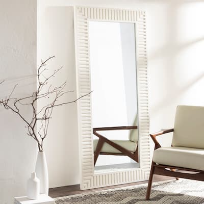 Stacy Ivory Striped Wooden Mirror - 35" x 75"
