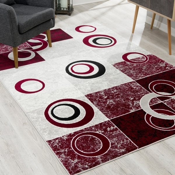 Rug Branch Montage Modern Abstract Area Rug and Runner, Grey Red