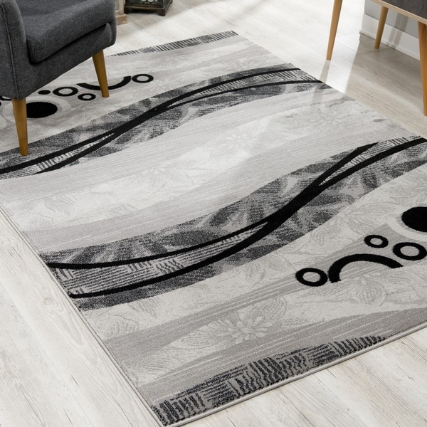 Rug Branch Montage Modern Abstract Area Rug and Runner, Dark Grey