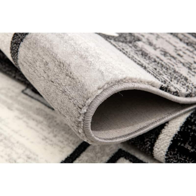 Rug Branch Montage Modern Abstract Area Rug and Runner, Grey / Gray