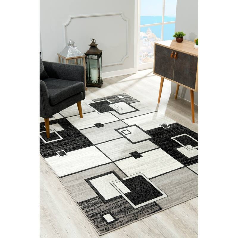 Rug Branch Montage Modern Abstract Area Rug and Runner, Grey / Gray