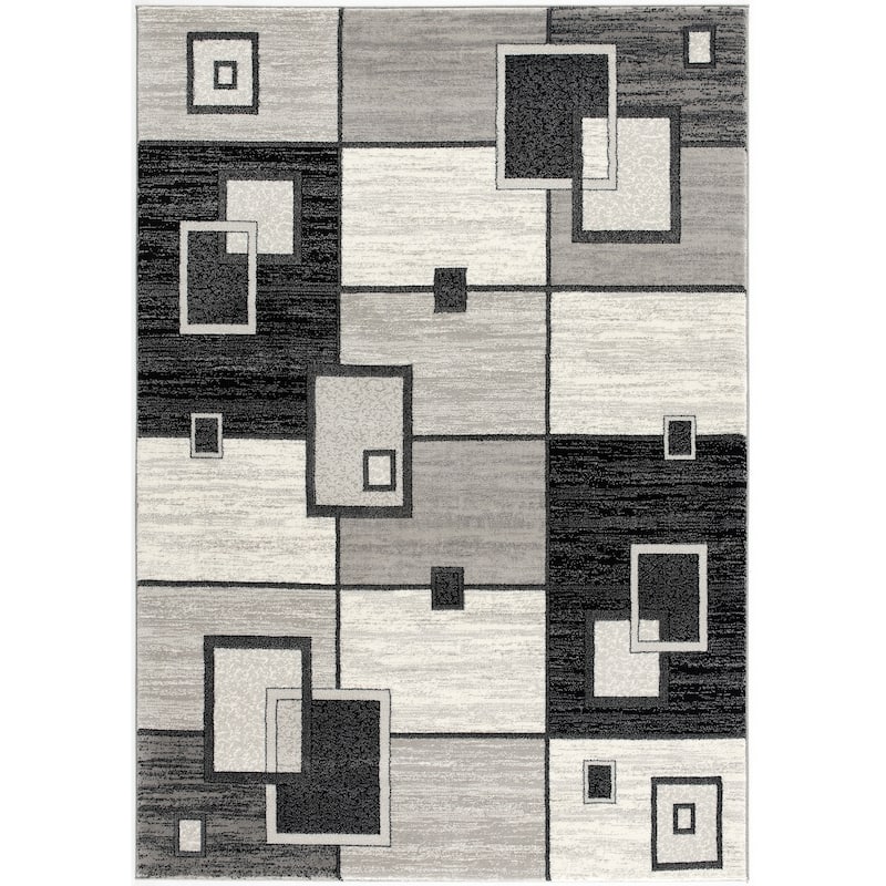 Rug Branch Montage Modern Abstract Area Rug and Runner, Grey / Gray