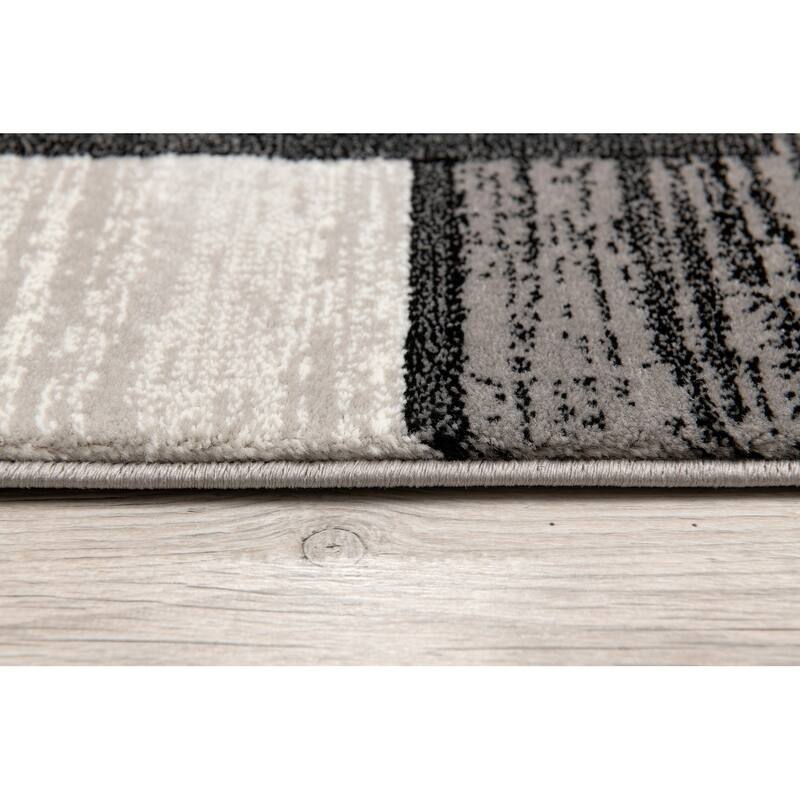 Rug Branch Montage Modern Abstract Area Rug and Runner, Grey / Gray