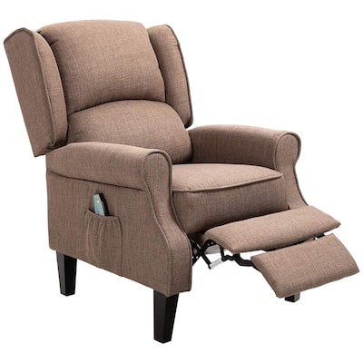 Heated Vibrating Massage Recliner Chair with Linen Upholstery