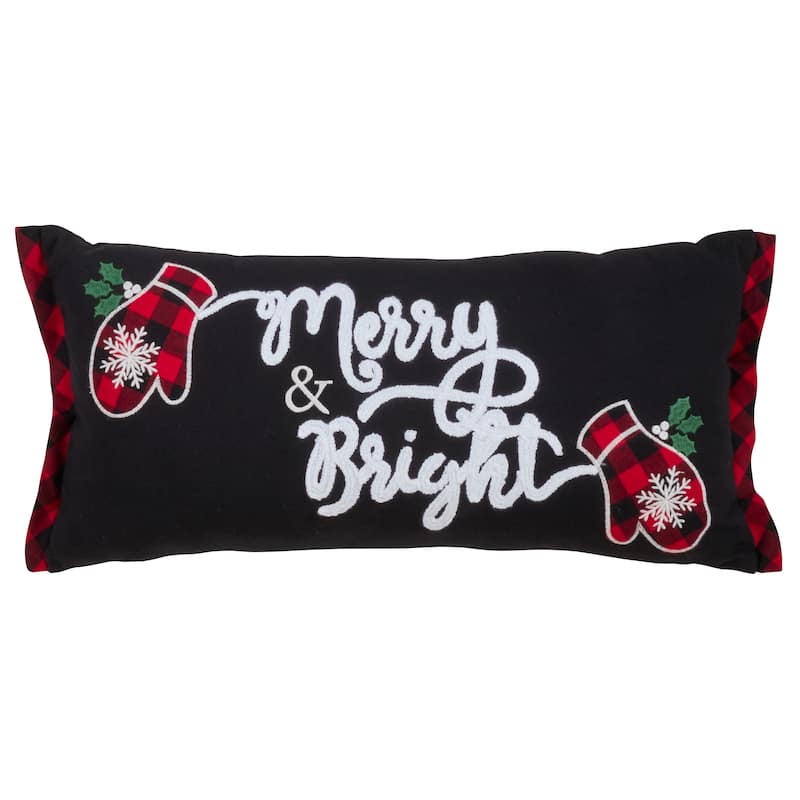 Merry & Bright Chalkboard Design Pillow - Polyester