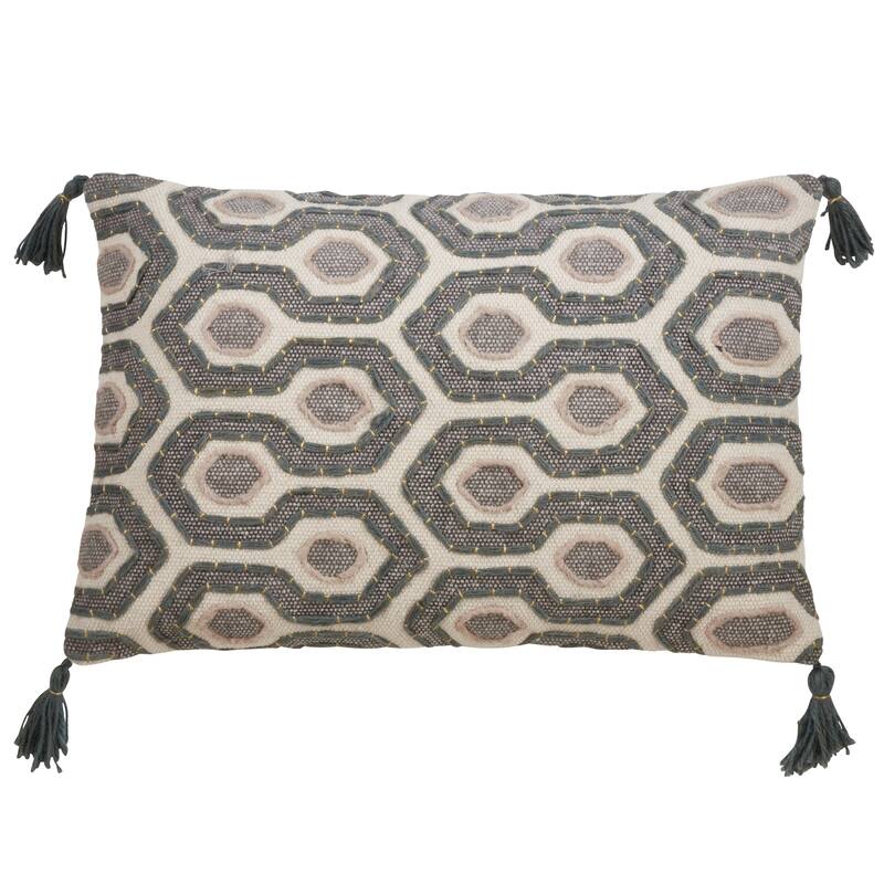 Modern Design Block Print Pillow - Polyester