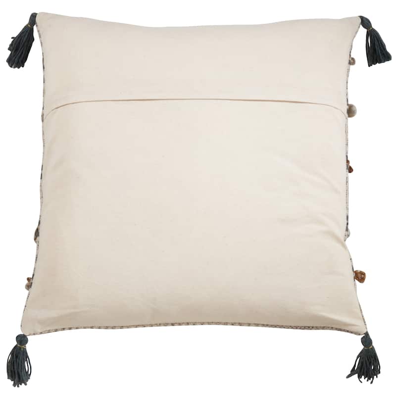 Block Print Embroidered Design Throw Pillow
