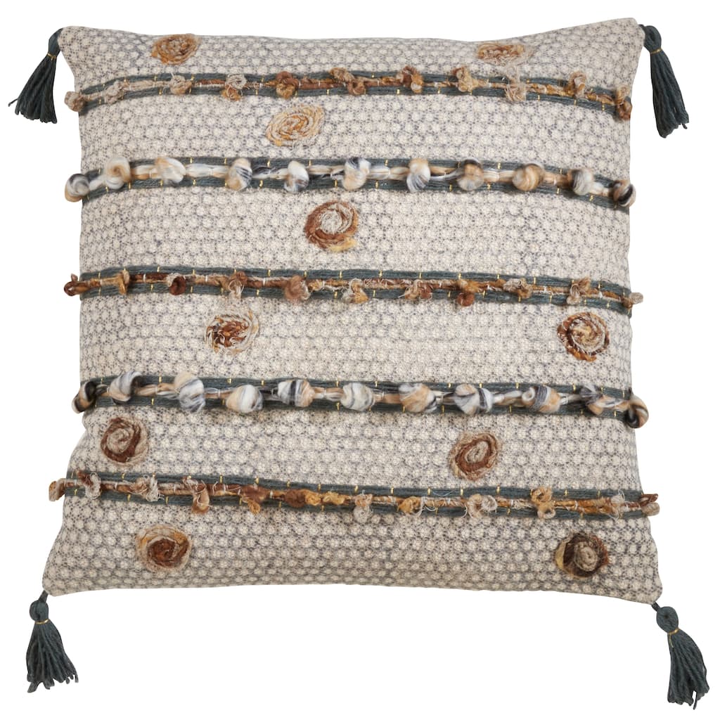 Block Print Embroidered Design Throw Pillow