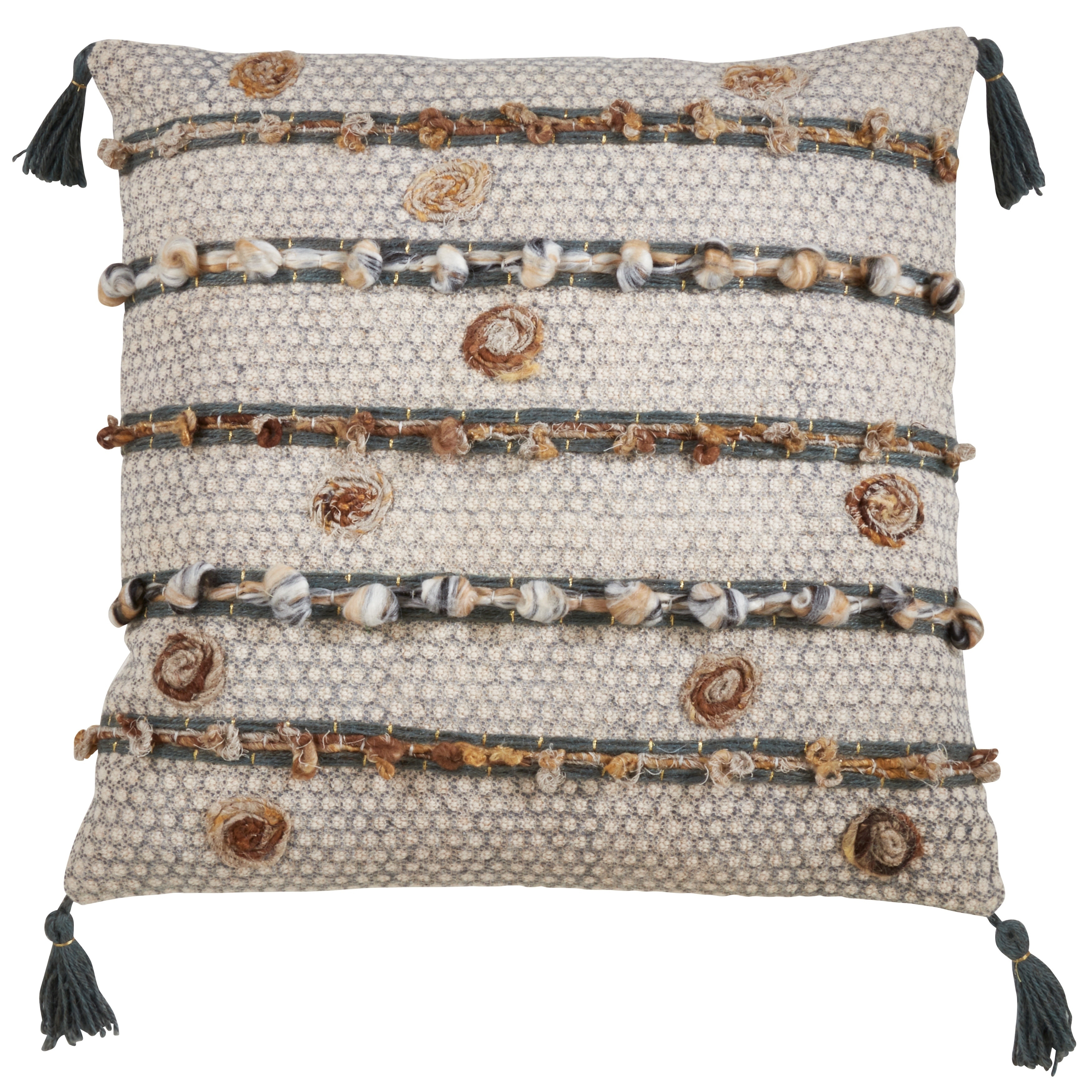 Block Print Embroidered Design Throw Pillow