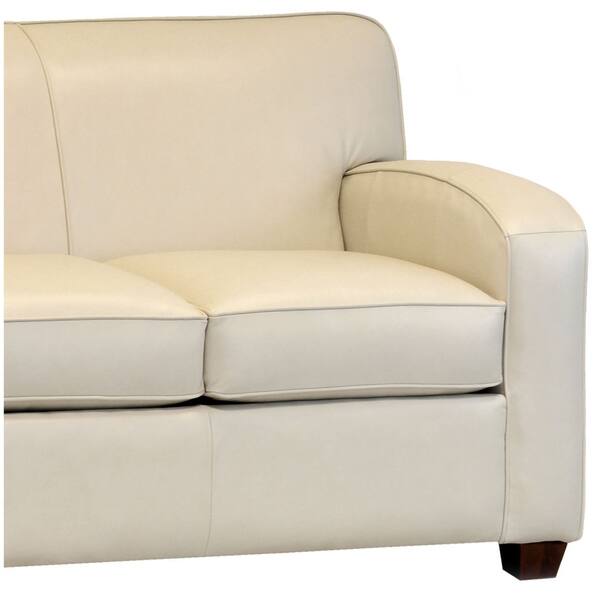 Hawthorn Cream Top Grain Leather Sofa, Loveseat, and Chair Set Bed