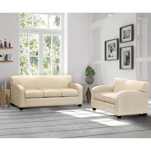 Cream colored on sale leather loveseat