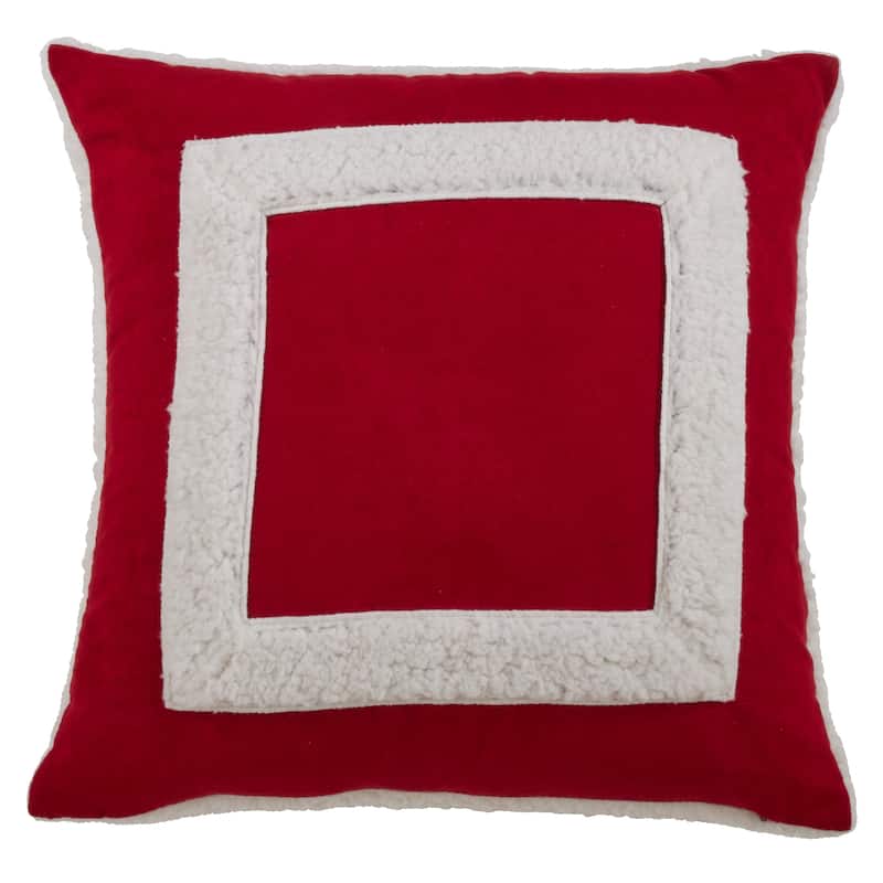 Square Sherpa Design Throw Pillow - Feather Down