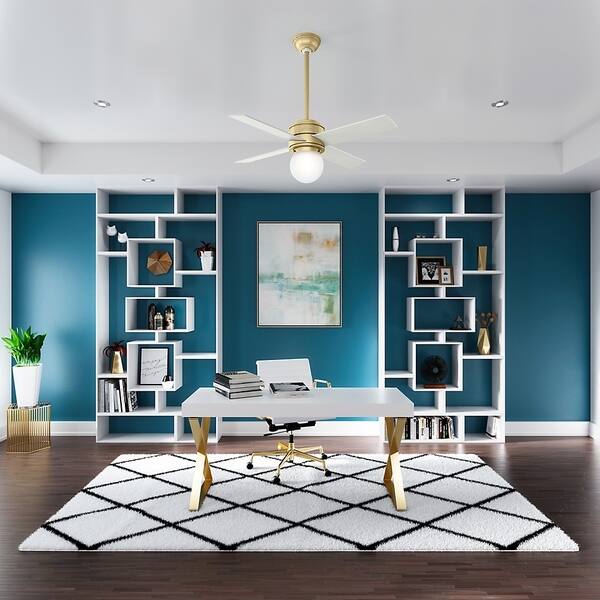 Shop Hunter 44 Hepburn Modern Brass Ceiling Fan With Led Light