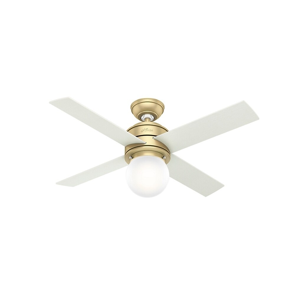 Hunter 44 Hepburn Modern Brass Ceiling Fan With Led Light Kit And Wall Control