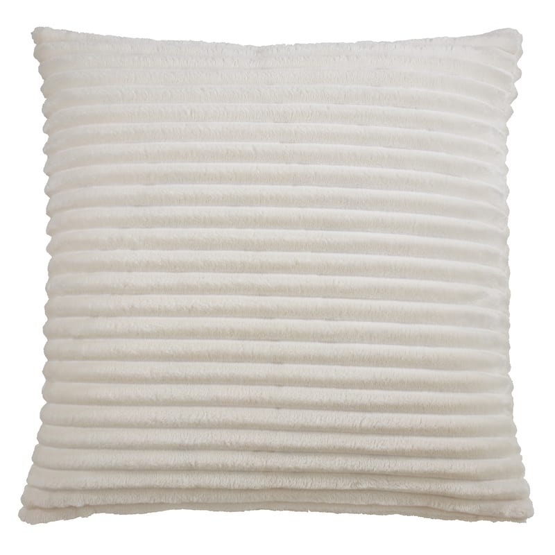 Faux Rabbit Fur Poly Filled Throw Pillow - Feather Down - Ivory