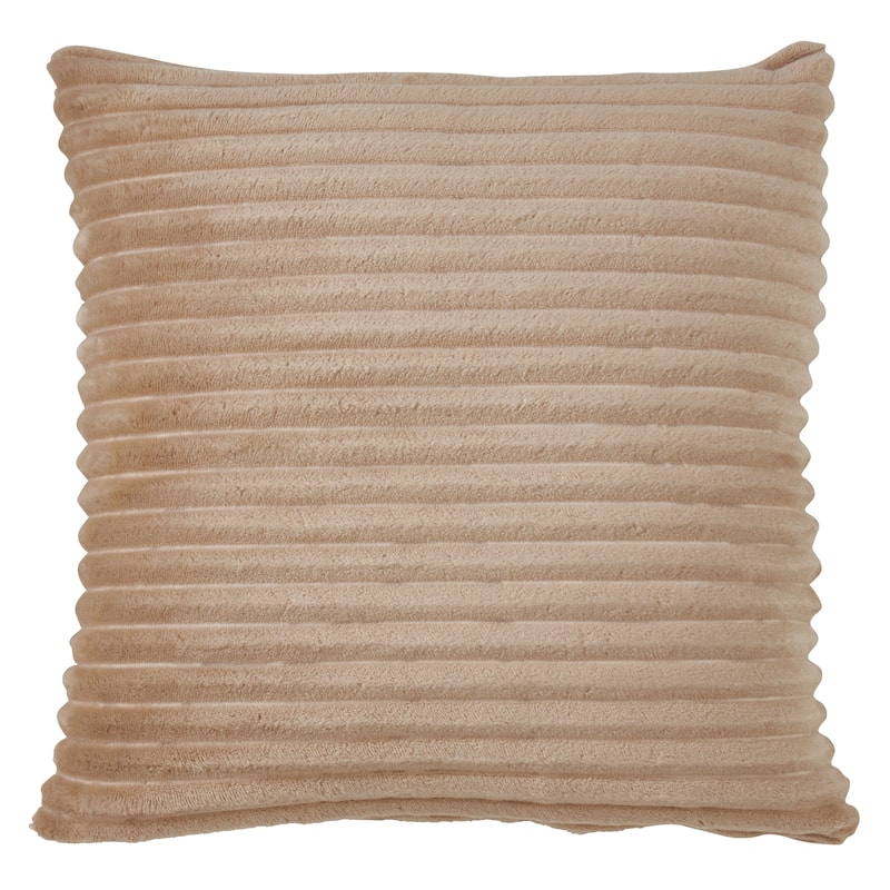 Faux Rabbit Fur Poly Filled Throw Pillow - Feather Down - Natural