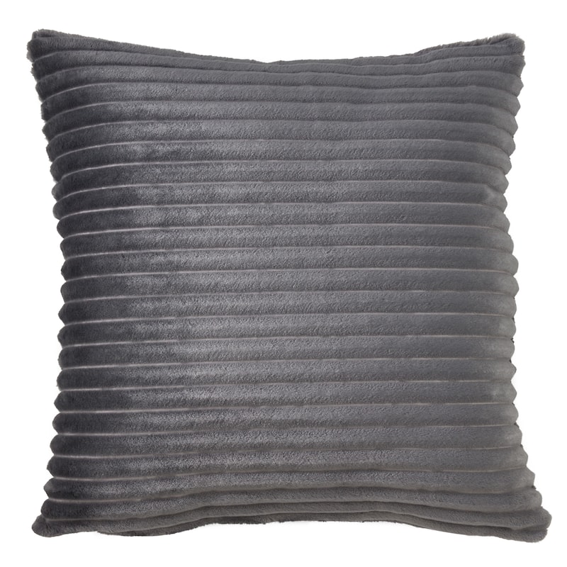 Faux Rabbit Fur Poly Filled Throw Pillow - Feather Down - Grey