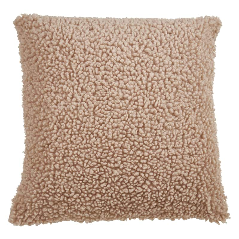 Faux Fur Throw Pillow - Polyester - Natural