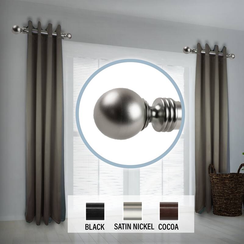 InStyleDesign Sondra 1.5" Side Curtain Rod 12-20 inch long (Set of 2) - 12 to 20 inches - Satin Nickel