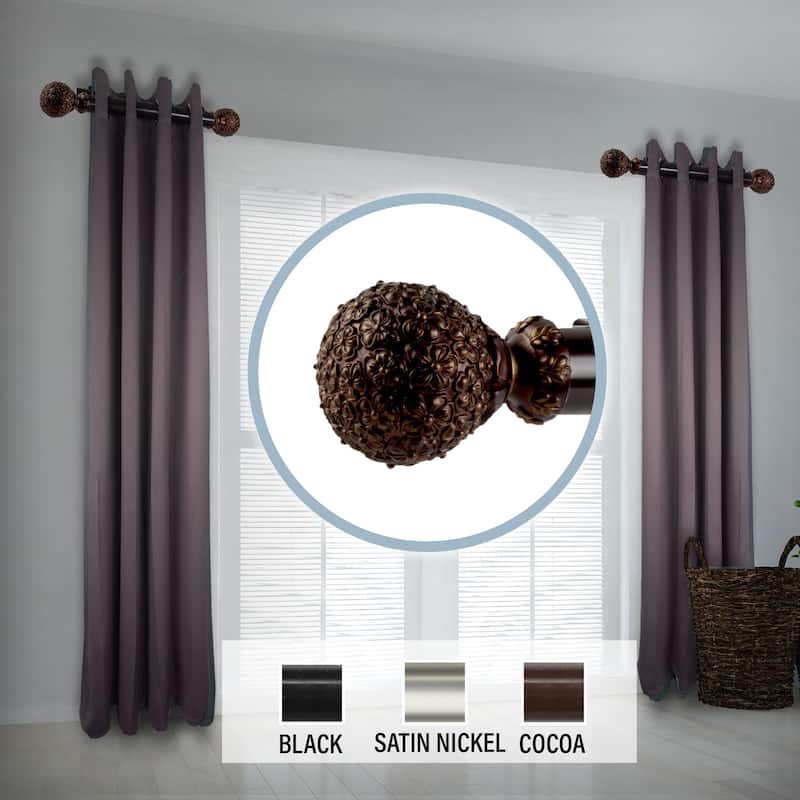 InStyleDesign Eden 1.5" Side Curtain Rod 12-20 inch long (Set of 2) - 12 to 20 inches - Cocoa