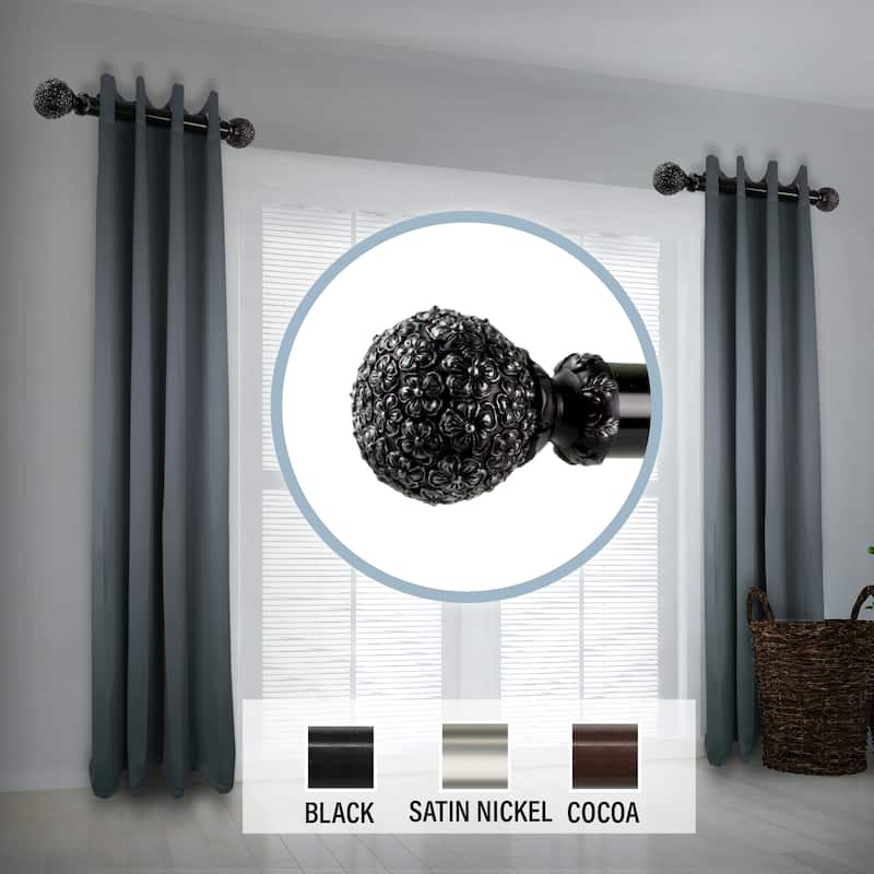 InStyleDesign Eden 1.5" Side Curtain Rod 12-20 inch long (Set of 2) - 12 to 20 inches - Black
