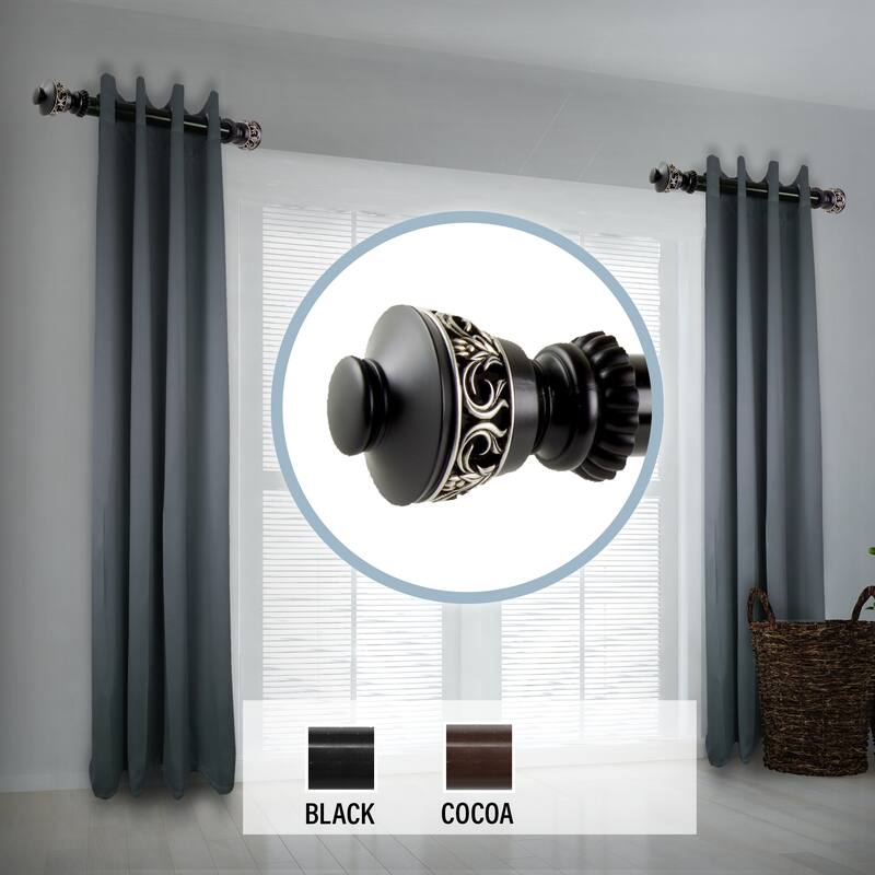 InStyleDesign Scroll 1.5" Side Curtain Rod 12-20 inch long (Set of 2) - 12 to 20 inches - Black