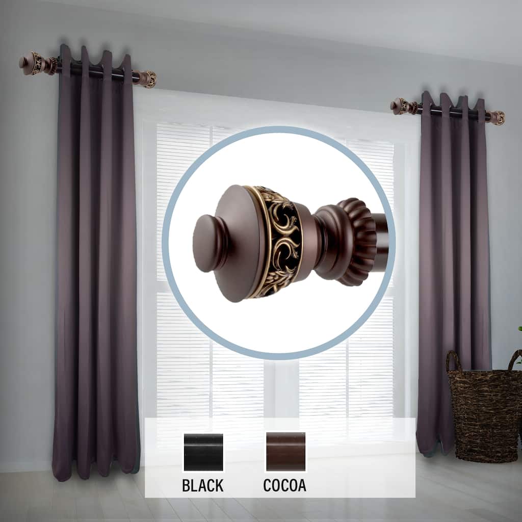InStyleDesign Scroll 1.5" Side Curtain Rod 12-20 inch long (Set of 2) - 12 to 20 inches
