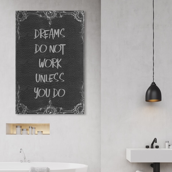 Oliver Gal 'Dreams Don't Work' Typography and Quotes Wall Art Canvas Print - Black, White