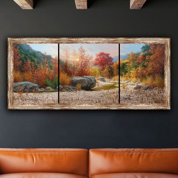 slide 1 of 1, 19.75 in. x 43.75 in. AUTUMN TRIPTYCH by William Hagerman Framed Canvas Art
