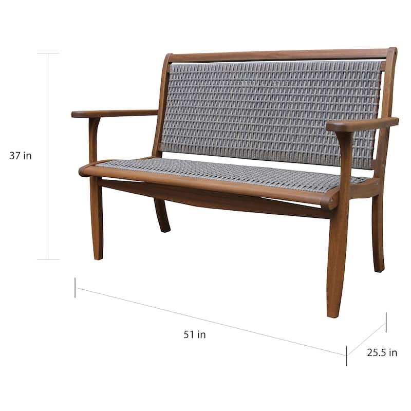 Eilaf Driftwood Grey Wicker & Eucalyptus Bench - N/A