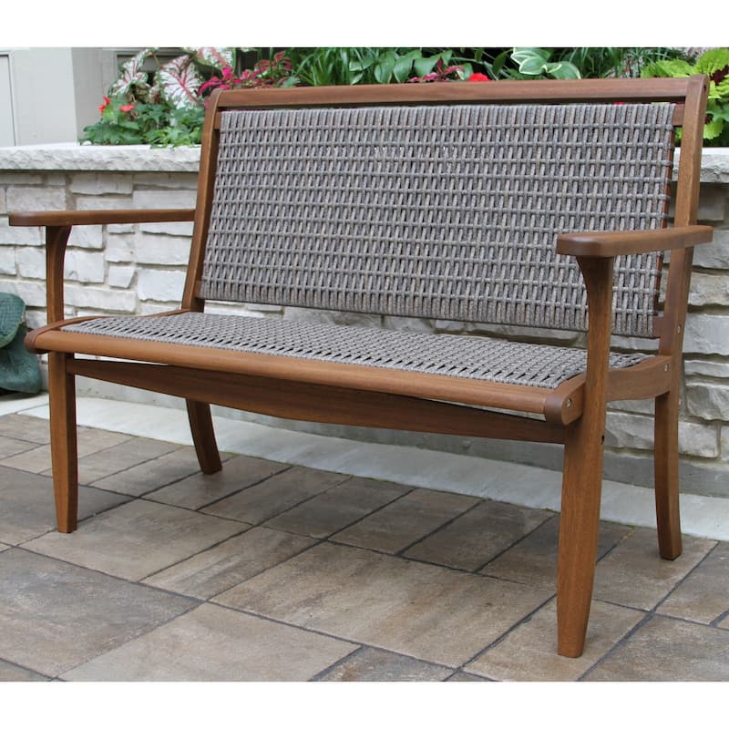 Eilaf Driftwood Grey Wicker & Eucalyptus Bench - N/A