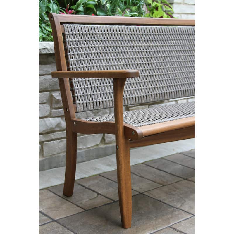 Eilaf Driftwood Grey Wicker & Eucalyptus Bench - N/A