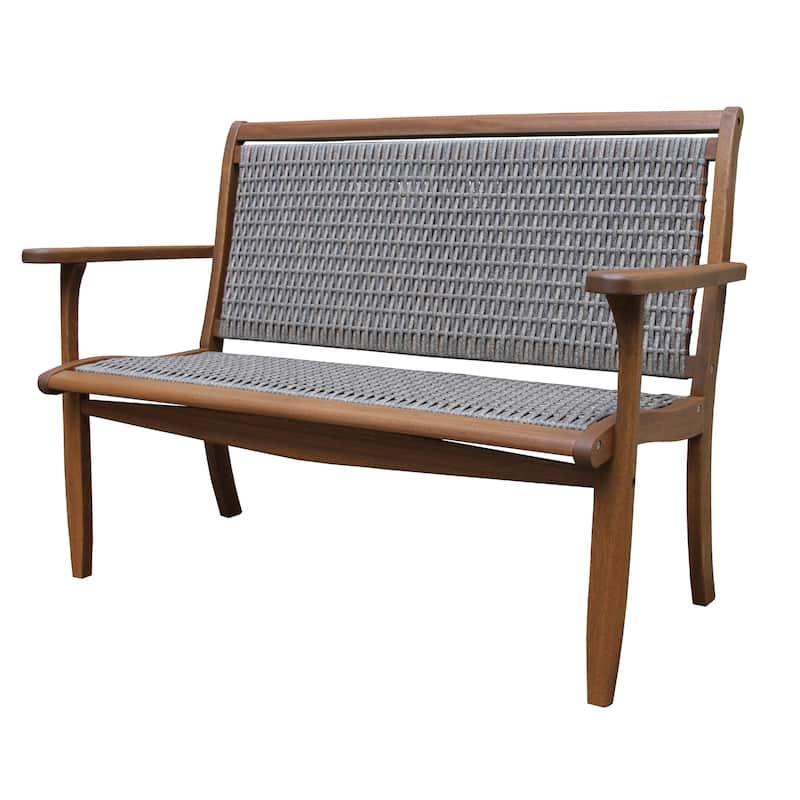 Eilaf Driftwood Grey Wicker & Eucalyptus Bench - N/A