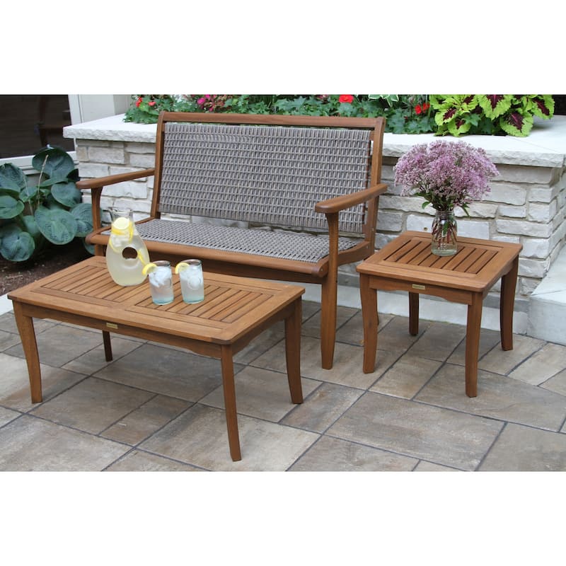 Eilaf Driftwood Grey Wicker & Eucalyptus Bench - N/A