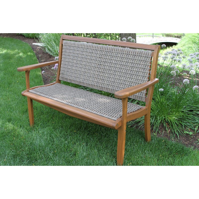 Eilaf Driftwood Grey Wicker & Eucalyptus Bench - N/A