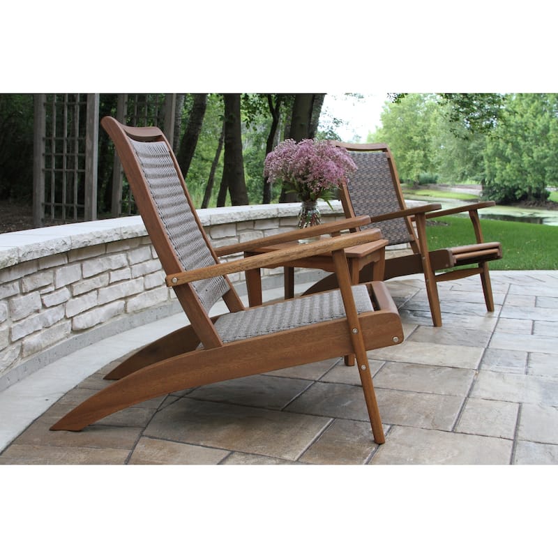 Eilana Grey Wicker and Eucalyptus Lounge Chair with Built-in Ottoman