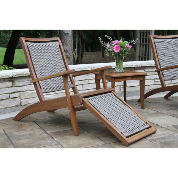 Outdoor interiors eucalyptus adirondack best sale chair with built ottoman