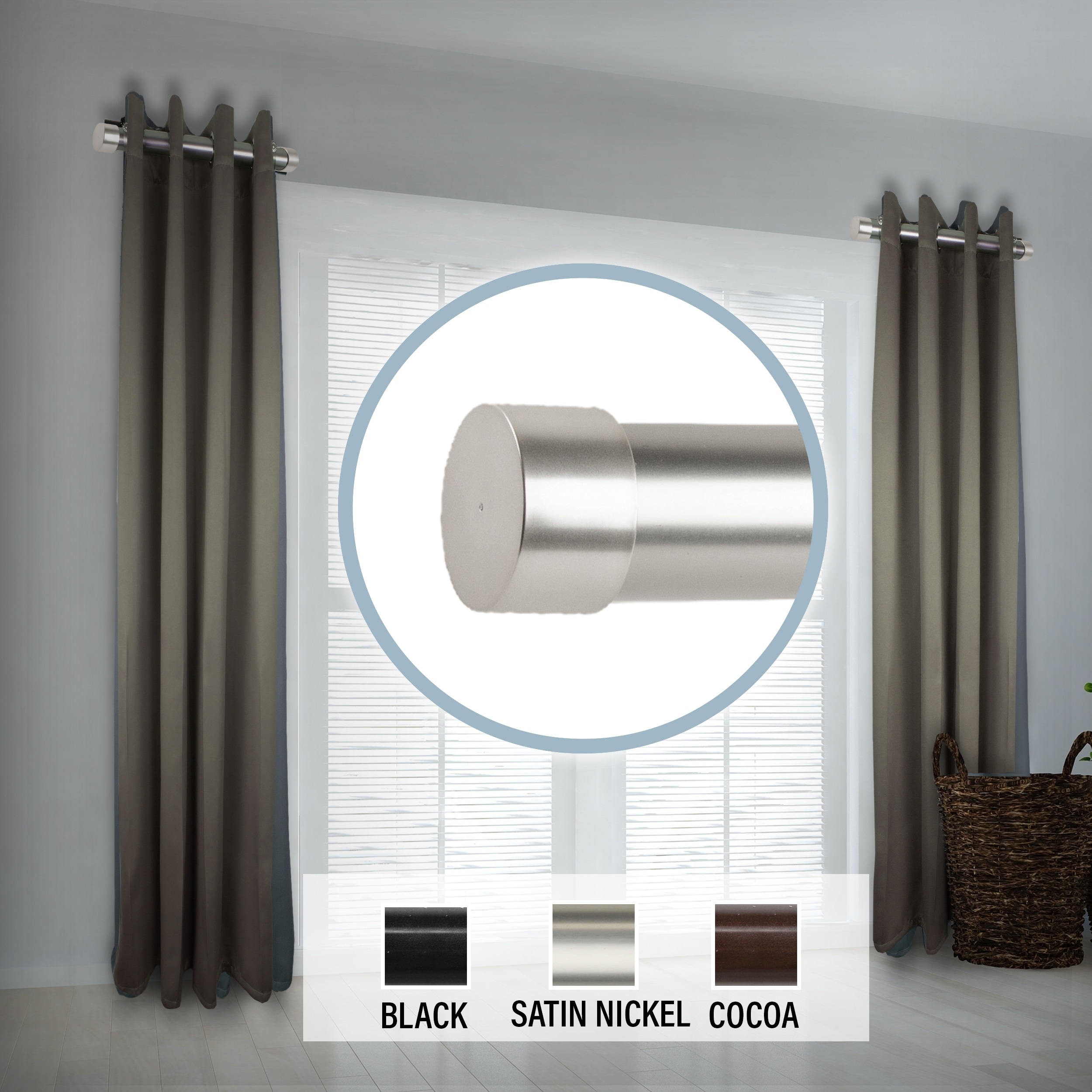 InStyleDesign 1.5-inch Side Curtain Rod (Set of 2) - 12 to 20 inches