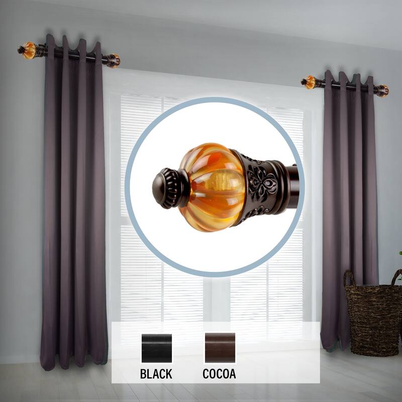 InStyleDesign Harvest 1.5" Side Curtain Rod 12-20 inch long (Set of 2) - 12 to 20 inches - Cocoa