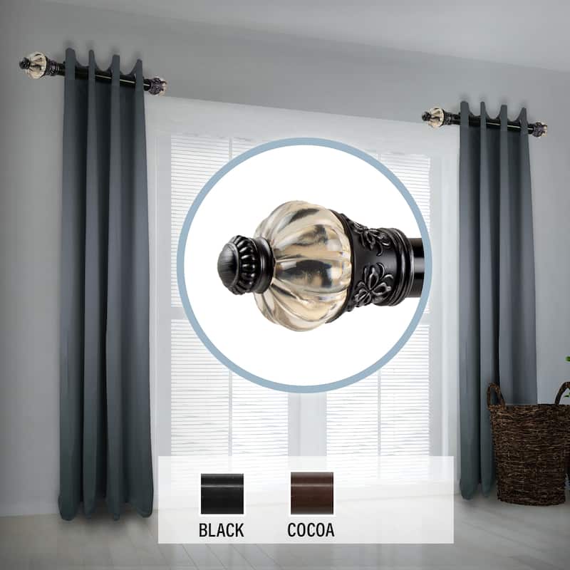 InStyleDesign Harvest 1.5" Side Curtain Rod 12-20 inch long (Set of 2) - 12 to 20 inches - Black