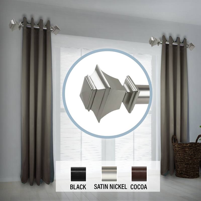 InStyleDesign Schubert 1.5"Side Curtain Rod 12-20 inch long(Set of 2) - 12 to 20 inches - Satin Nickel