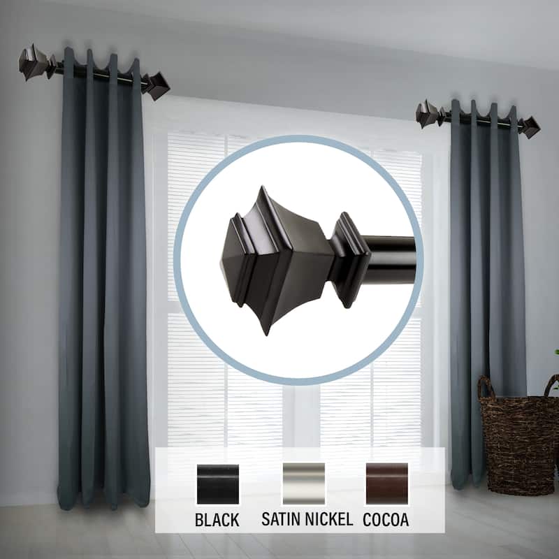 InStyleDesign Schubert 1.5"Side Curtain Rod 12-20 inch long(Set of 2) - 12 to 20 inches - Black