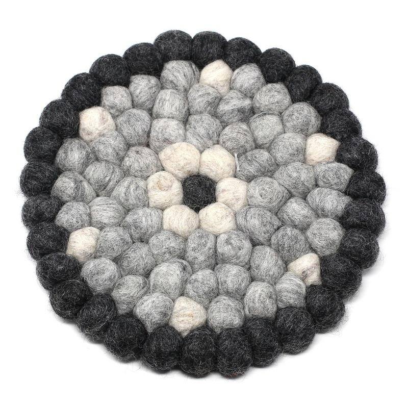 The Curated Nomad Southard Flower Power Felt Ball Trivet - N/A - Power Black/Grey