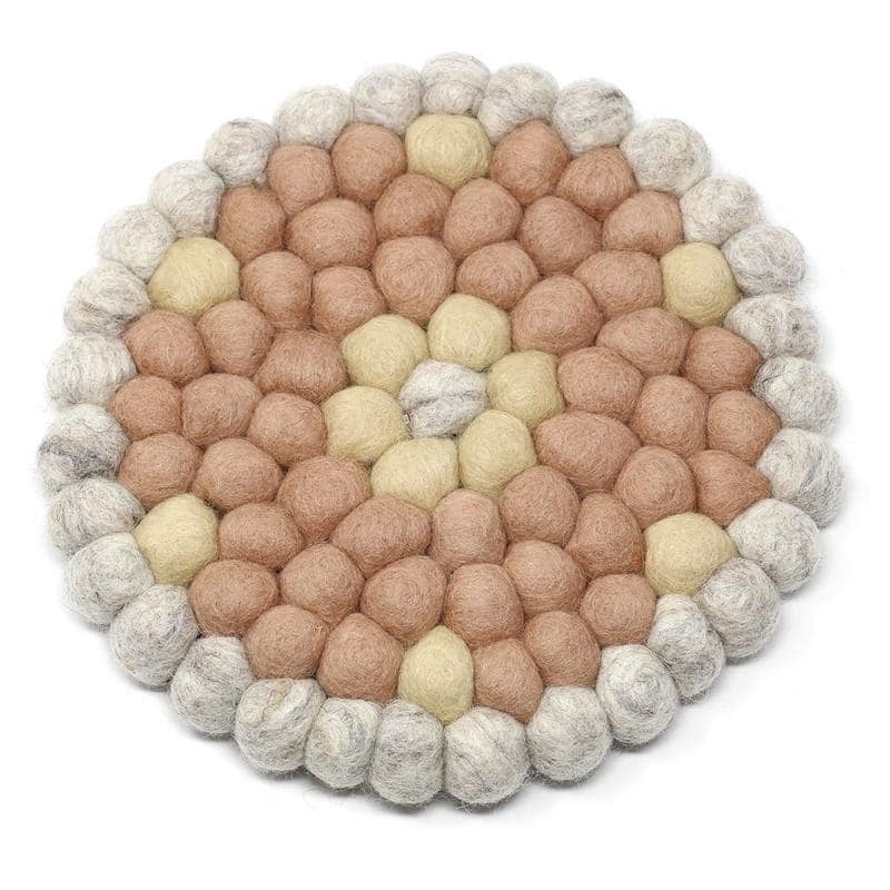 The Curated Nomad Southard Flower Power Felt Ball Trivet - N/A - Power Pink