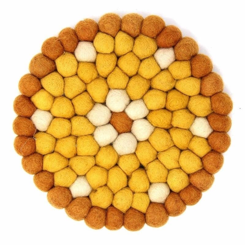 The Curated Nomad Southard Flower Power Felt Ball Trivet - N/A