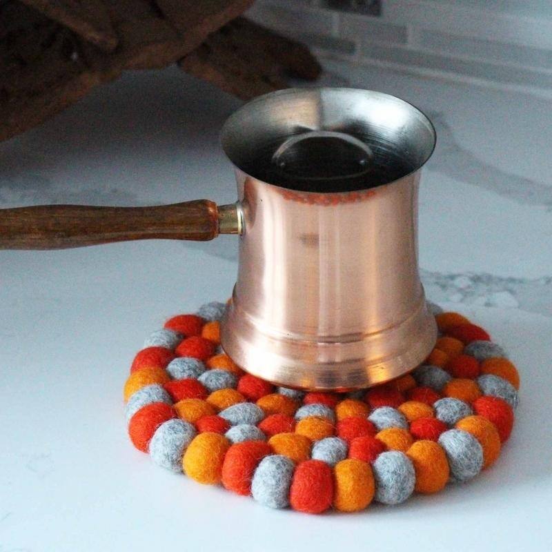 The Curated Nomad Southard Chakra Colors Felt Ball Trivet N/A On